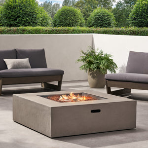 English Elm 50000 Btu Square Mgo Concrete Propane Fire Table for Outdoor Patio Entertaining 59241.00WHI-50K