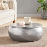 Christopher Knight Home® - Noble House - Ferster Modern Handcrafted Aluminum Drum Coffee Table, Nickel