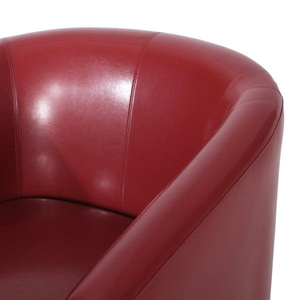 English Elm Swivel Barrel Club Chair Upholstered 360 Degree Base for Living Room Reading Nook Red 57685.00RED
