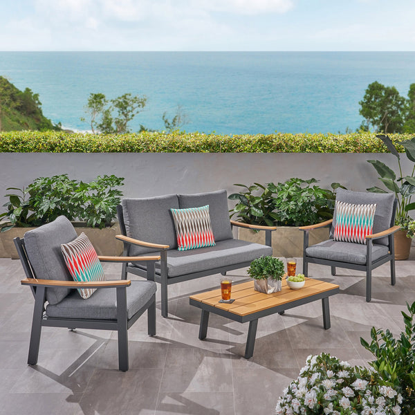 English Elm Sinclair Outdoor 4 Piece Chat Set Aluminum Frame with Olefin Cushions Patio Seating 62850.00GGRY