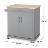 Christopher Knight Home® - Noble House - Batavia Contemporary Kitchen Cart with Wheels