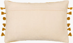 Surya Layton 14"L X 22"W Boho Chic Lumbar Pillow - Soft Cotton, Bold Colors & Intricate Patterns For Comfort Light Beige Cotton,Cotton Lyo001-1422p