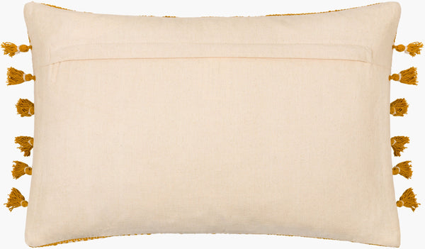 Surya Layton 14"L X 22"W Boho Chic Lumbar Pillow - Soft Cotton, Bold Colors & Intricate Patterns For Comfort Light Beige Cotton,Cotton Lyo001-1422p