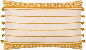 Surya Layton 14"L X 22"W Boho Chic Lumbar Pillow - Soft Cotton, Bold Colors & Intricate Patterns For Comfort Light Beige Cotton,Cotton Lyo001-1422p
