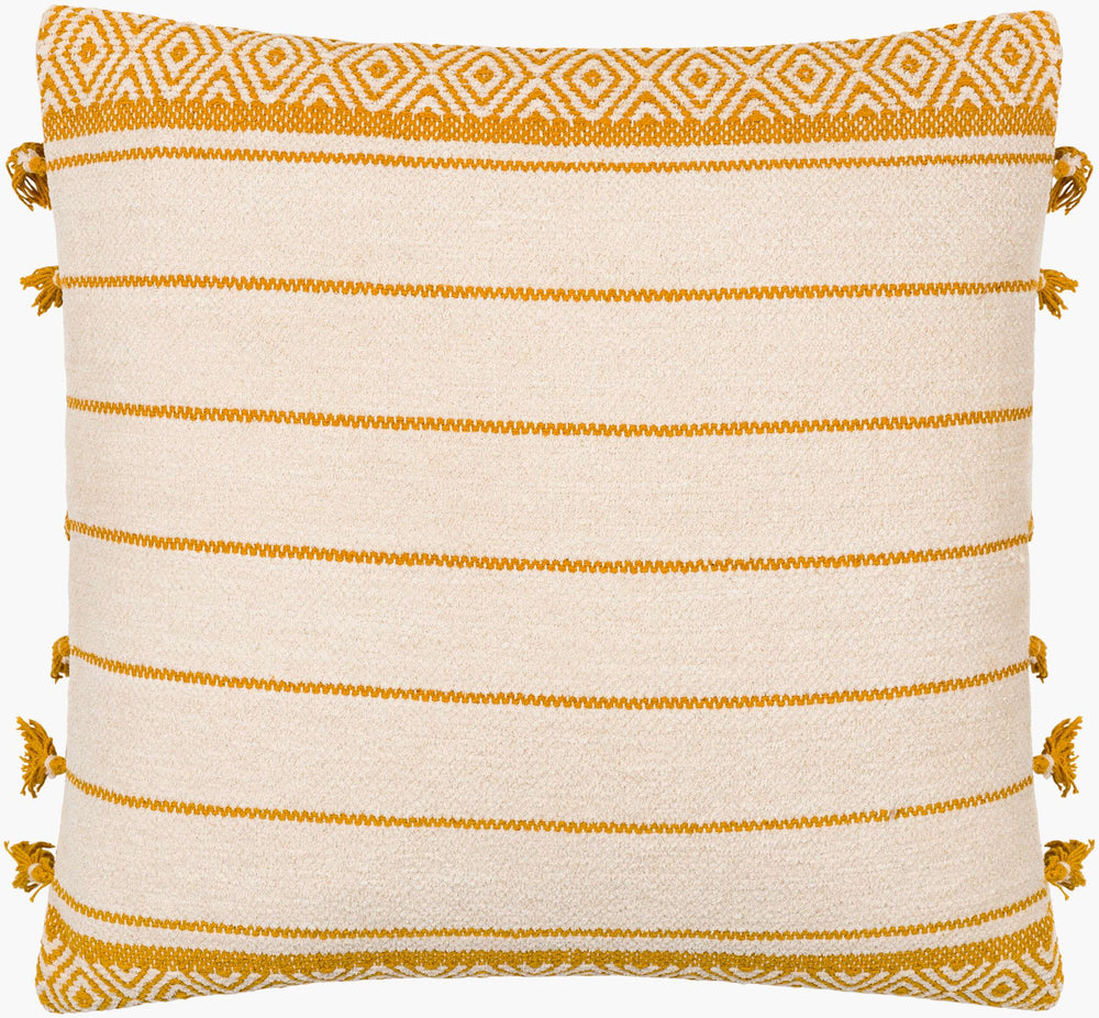 Surya Layton 18" Boho Chic Accent Pillow - Vibrant Colors & Patterns For A Stylish Home Decor Statement Light Beige Cotton,Cotton Lyo001-1818p