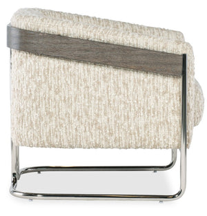 Hooker Furniture Cody Transitional Barrel Chair With Fluffy Natural Upholstery, Chrome Frame & Wood Trim Accent - Stylish Everyday Comfort CC231-412