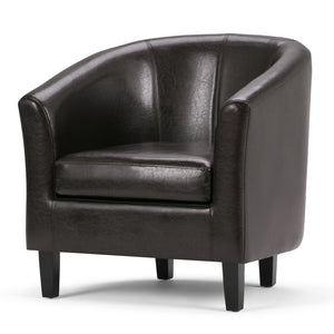 English Elm Austin Tub Chair - Stylish Brown Vegan Faux Leather Accent For Living Rooms & Offices Comfortably B136P159636