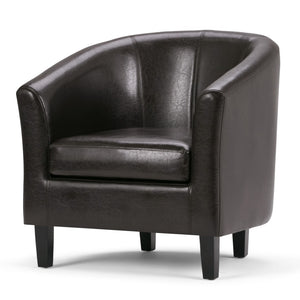 Hearth and Haven Upholstered Faux Leather Tub Chair with Curved Back and Removable Seat Cushion B136P159636 Dark Brown
