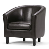 Upholstered Faux Leather Tub Chair with Curved Back and Removable Seat Cushion