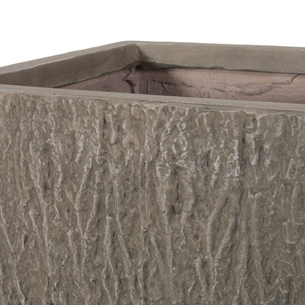 English Elm Mgo Concrete Tall Column Outdoor Planter with Pleated Stone Finish for Patio or Porch 73368.00