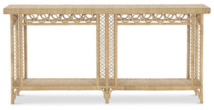 Hooker Furniture Commerce Rattan Woven Console Table Mahogany Frame Coastal Entryway Open Shelf 7228-85152-80
