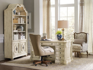Hooker Furniture Lynn Caruso Falvo Top-Grain Leather Executive Swivel Tilt Chair With Nailhead Trim & Casters EC483-083