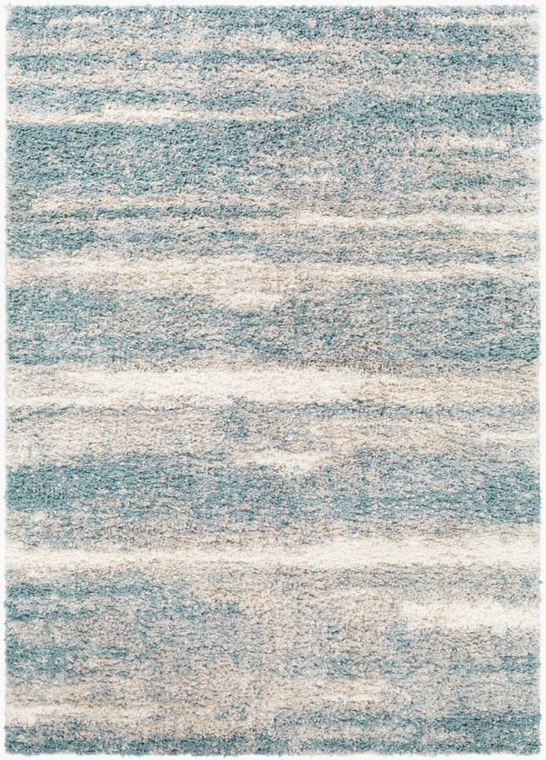 Livabliss Lyra Plush Shag Accent Rug Machine Woven Polypropylene for Modern Minimalist Spaces Blue, Medium Gr 5'3" x 7'3" LYR2300-5373