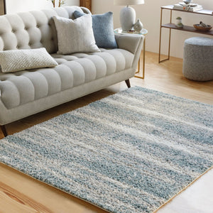 Livabliss Lyra Plush Shag Accent Rug Machine Woven Polypropylene for Modern Minimalist Spaces Blue, Medium Gr 7'10" x 10'2" LYR2300-710103