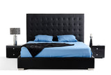 VIG Furniture Eastern King Modrest Lyrica - Black Leatherette Tall Headboard Bed VGJY4011-BLK-EK