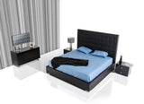 VIG Furniture Eastern King Modrest Lyrica - Black Leatherette Tall Headboard Bed VGJY4011-BLK-EK