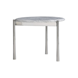 Bernhardt Bernhardt Arris Side Table With Honed Arabescato Marble Top & Polished Stainless Steel Base, Sculptural Accent 321012