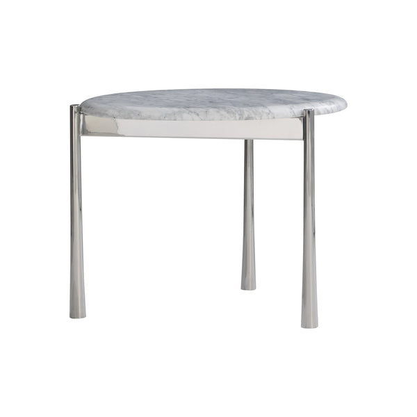 Bernhardt Bernhardt Arris Side Table With Honed Arabescato Marble Top & Polished Stainless Steel Base, Sculptural Accent 321012