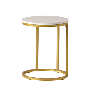 English Elm Christopher Knight Home® - END TABLE C-Shape Modern Glam Gold Frame with White Top, Durable Iron MDF Side Table for Sofa 68987.00