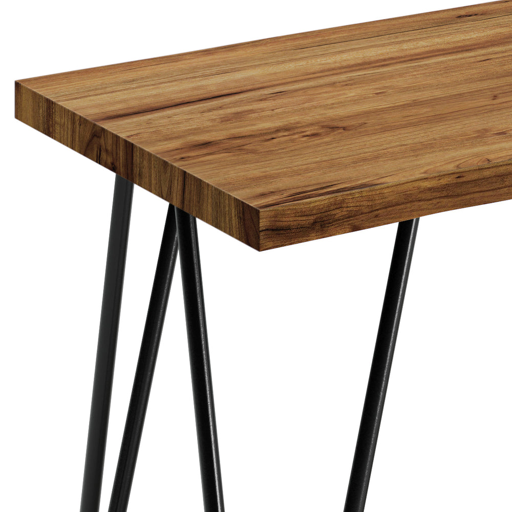 English Elm Colton Rustic Mango Wood Bench with Raw Edge Seat and Black Hairpin Legs — Handfinished Natural Finish (42") B136P158528