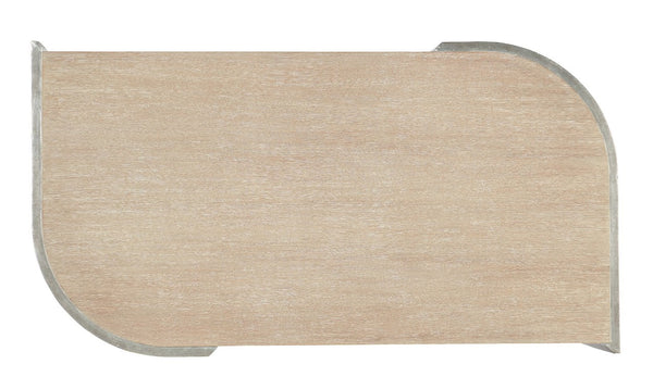 Hooker Furniture Melange Light Oak Silverfrost Cocktail Table With Shaped Silhouette, Self-Closing Drawer, Modern Accent 628-80492-05