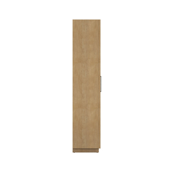 A.R.T. Furniture Loft Etagere Bookcase: Modern Figured Maple Design With Textured Fabric Door & Stylish Shelves Brown Material(S), Poplar,Rubberwood,Figured Maple And Fabric 335401-1911