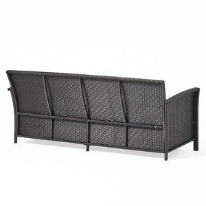 English Elm Christopher Knight Home® - ST LUCIA premium 3-seater outdoor sofa with PE rattan, iron frame and waterproof cushions, durable comfort for patios Brown+Tan 62952.00BRN