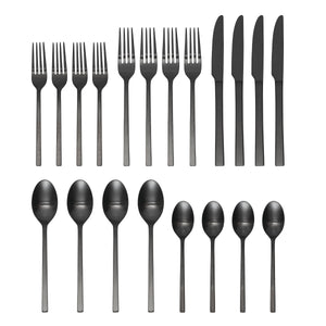 Lenox Oneida Allay Midnight 20 Piece Everyday Flatware Set, Service for 4 Metallic, STAINLESS METAL B1017020AL21