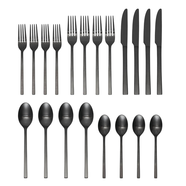 Lenox Oneida Allay Midnight 20 Piece Everyday Flatware Set, Service for 4 Metallic, STAINLESS METAL B1017020AL21