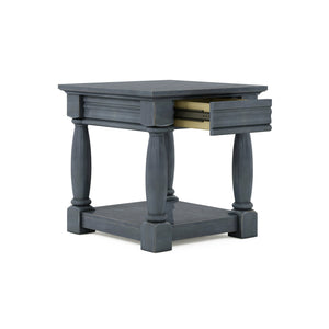 A.R.T. Furniture Alcove End Table - Stylish Slate Finish With Hidden Drawer, Acacia Solids & Maple Veneers For Storage Blue Acacia Solids,Maple Veneers 321303-2821