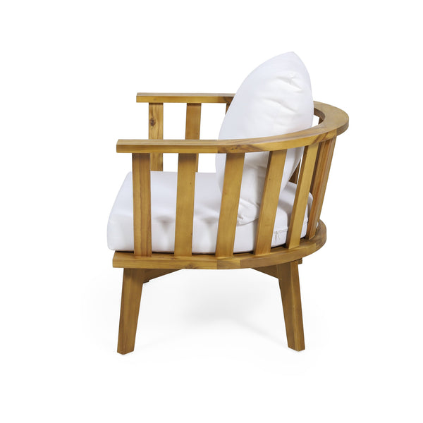 English Elm Christopher Knight Home® - Outdoor Acacia Wood Patio Club Chair — Teak Finish, Waterproof Plush Cushions, Deep Seating, 400lb Capacity, Stylish Slat Back 64851.00WHI