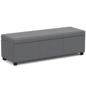 Hearth and Haven Extra Large Storage Bench with Upholstered Faux Leather and Stitching Detail B136P158657 Dark Grey