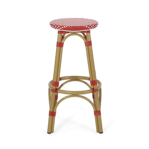 English Elm Outdoor Tropical Pe Rattan Backless Barstools Aluminum Frame Poolside Set of 2 72607.00RD