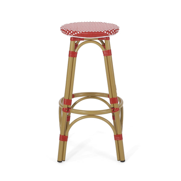 English Elm Outdoor Tropical Pe Rattan Backless Barstools Aluminum Frame Poolside Set of 2 72607.00RD
