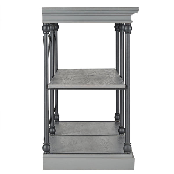 Homelegance By Top-Line Miranda Cornice Iron and Wood Entryway Console Table Grey Wood