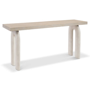 Bernhardt Bernhardt Antibes Console Table With Rustic Oak Top & Sculptural Pumice Arched Concrete Legs, 68" 350913