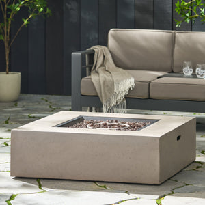 English Elm 50000 Btu Square Mgo Concrete Propane Fire Table for Outdoor Patio Entertaining 59241.00WHI-50K_59243.00WHI