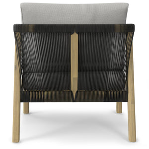 English Elm Palmetto Handcrafted Acacia Outdoor Conversation Chairs Set of 2 in Stone Grey with Rope Detail, Weather-Resistant Cushions B136P159955