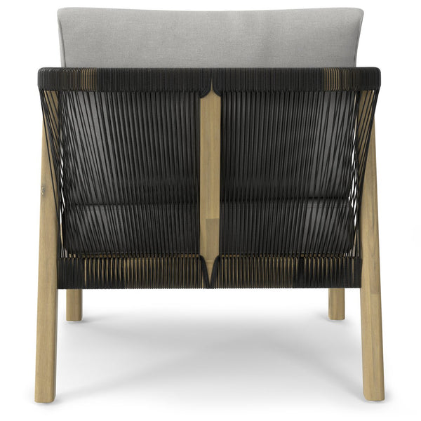 English Elm Palmetto Handcrafted Acacia Outdoor Conversation Chairs Set of 2 in Stone Grey with Rope Detail, Weather-Resistant Cushions B136P159955