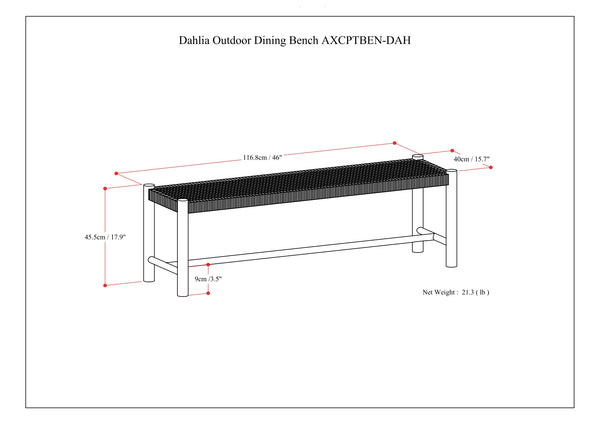 English Elm Dahlia Outdoor Indoor Bench - Handcrafted Acacia Wood With Weather-Resistant Natural Taupe Rope B136P159358