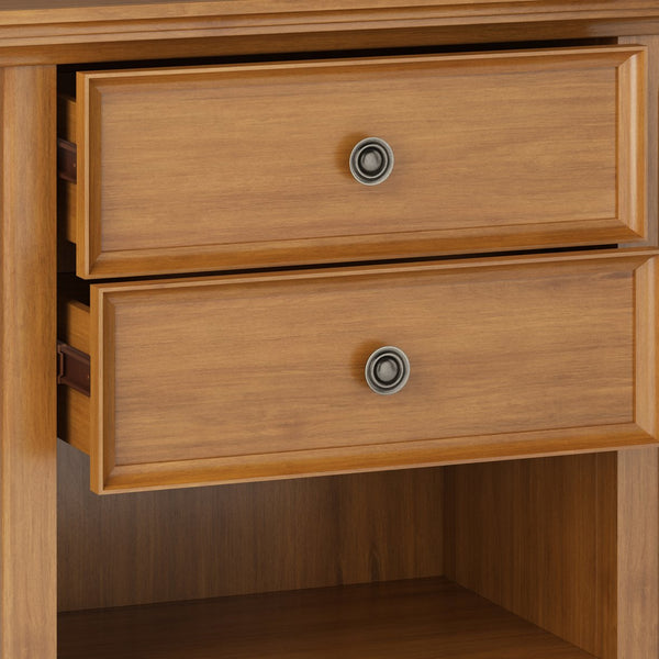 English Elm Amherst Bedside Table - Handcrafted Light Golden Brown Wood With Storage & Traditional Design B136P158367