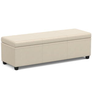 English Elm Avalon Extra Large Storage Ottoman Bench - Versatile Satin Cream Seat With Child-Safe Hinge B136P158654