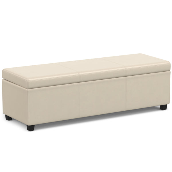 English Elm Avalon Extra Large Storage Ottoman Bench - Versatile Satin Cream Seat With Child-Safe Hinge B136P158654