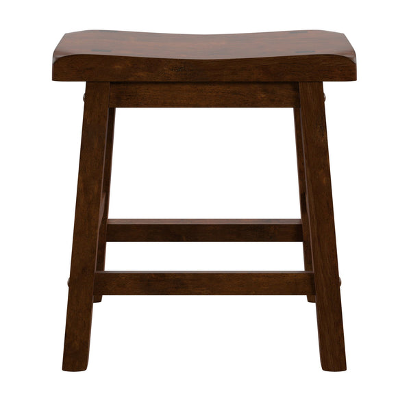 Homelegance By Top-Line Barrett Saddle Seat 18-inch Backless Stools (Set of 2) Brown Rubberwood
