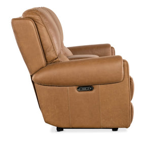 Hooker Furniture Somers Power Reclining Console Loveseat With Zero-Gravity Recline, Usb, Cupholders, Leather_Too Light Brown SS718-PHZC2-080