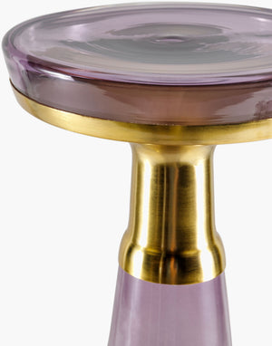 Surya Luzerne Minimalist Modern End Table - Elegant Glass Design, Stylish & Functional Home Accent Piece Top, Violet,Base, Violet Glass,Glass,Metal Lzn003-221010