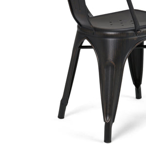 English Elm Fletcher - Industrial Metal Dining Side Chair Set Of 2 - Distressed Black & Copper Finish Style B136P158660
