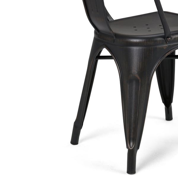English Elm Fletcher - Industrial Metal Dining Side Chair Set Of 2 - Distressed Black & Copper Finish Style B136P158660