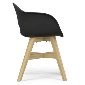 English Elm Kona Outdoor Dining Chair Set of 2 — Handcrafted Acacia Wood Base with Durable Molded Plastic Seat, Weather-Resistant Comfort Black B136P159377