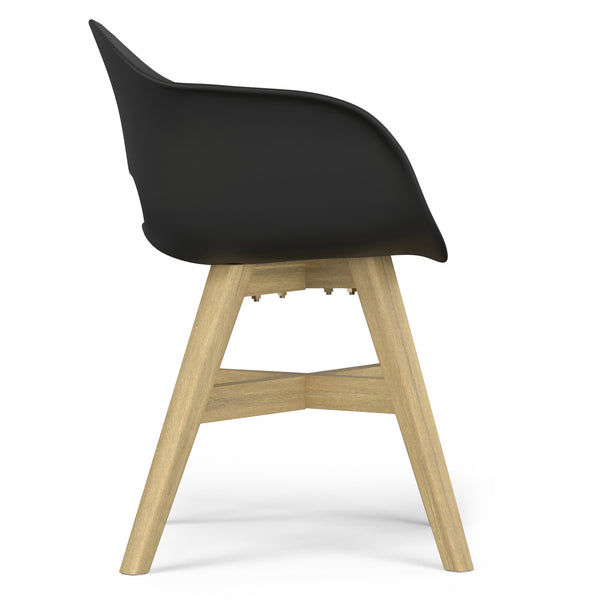 English Elm Kona Outdoor Dining Chair Set of 2 — Handcrafted Acacia Wood Base with Durable Molded Plastic Seat, Weather-Resistant Comfort Black B136P159377